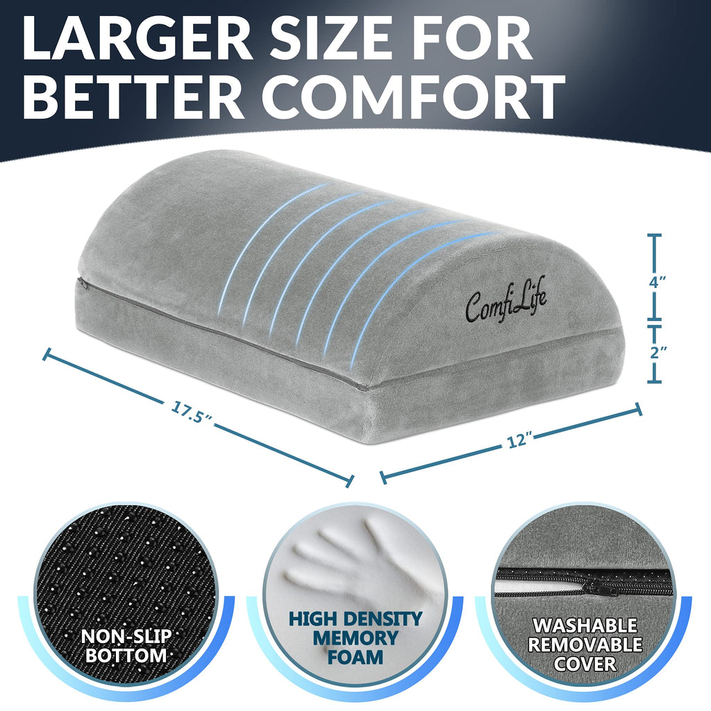 Foot Rest for Under Desk at Work – Adjustable Height Memory Foam Foot Stool for Under Desk, Office Chair & Gaming Chair – Ergonomic Footrest for Back & Hip Pain Relief (Gray)