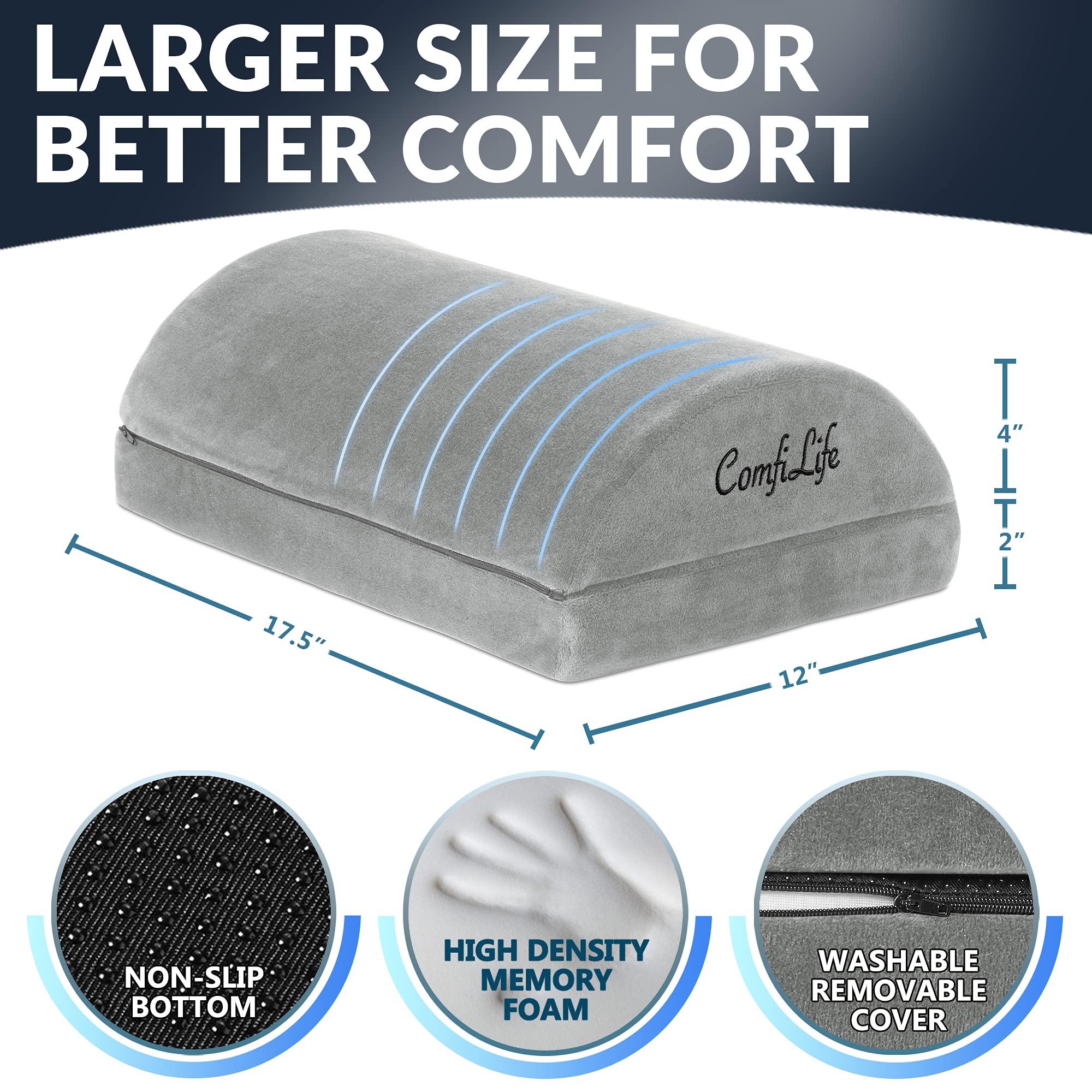 Foot Rest for Under Desk at Work – Adjustable Height Memory Foam Foot Stool for Under Desk, Office Chair & Gaming Chair – Ergonomic Footrest for Back & Hip Pain Relief (Gray)