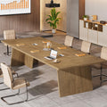 8ft Conference Table, Conference Room Table for 10 People, Large Meeting Desk with Cable Grommet, Modern Boardroom Table for Office Conference (1, Brown)
