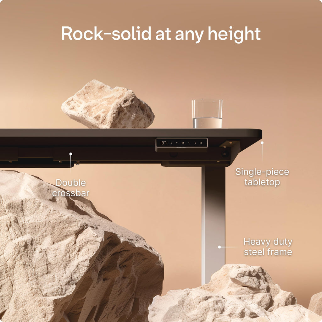 Standing Desk 48x24 — Made in Europe, Ergonomic Sit Stand Home Office Desk, Electric Height Adjustable, Dual Motor, USB & USB-C Charging, Wobble-Free, Touchscreen, 3 Memory Presets