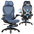 X100 Ergonomic Office Chair with Footrest, Big and Tall Home Desk Chair with 5D Flip-Up Arms, Adjustable 3D Lumbar Support,High Back Rolling Computer Chair, Swivel Mesh Chairs (Oaxaca Blue)