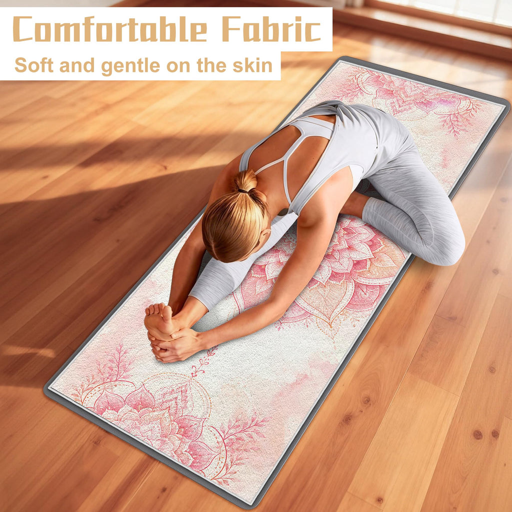 Yoga Towel,Ultra-Absorbent Yoga Mat Towel for Hot Yoga Towel Non Slip,Featuring Ultra-Stylish Prints,Ideal for Workouts,Hot Yoga, Bikram,Pilates Equipment,72 x 27 in, Light Pink