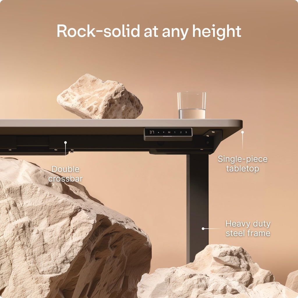 Standing Desk 54x28 — Made in Europe, Ergonomic Sit Stand Home Office Desk, Electric Height Adjustable, Dual Motor, USB & USB-C Charging, Wobble-Free, Touchscreen, 3 Memory Presets