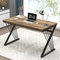 Computer Desk, Modern Home Office Desk, Industrial Wood and Metal Study Writing Work PC Table for Bedroom Living Room, Rustic Oak, 47 Inch