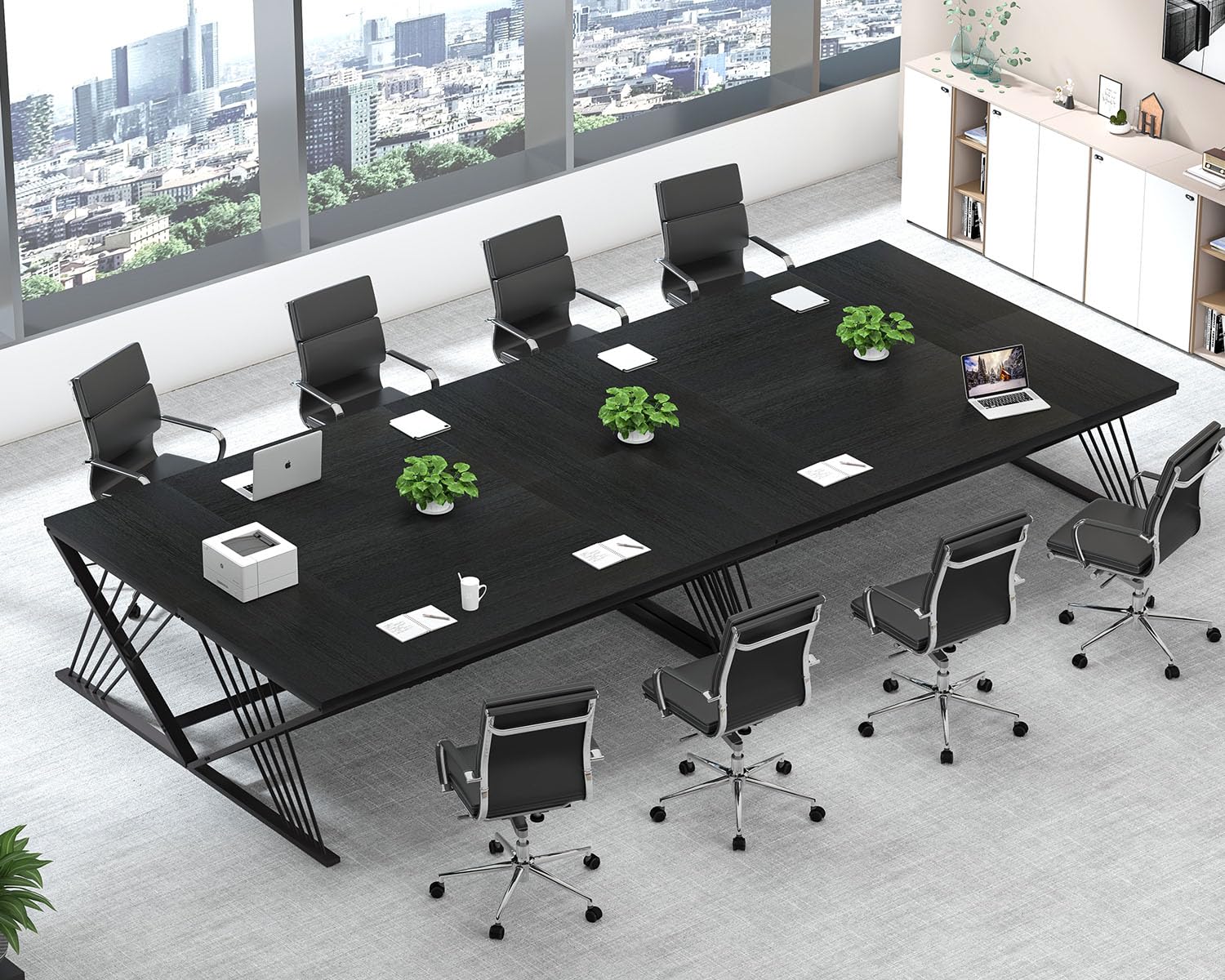 70.9" Black Computer Desk, Modern Home Office Desk, Large Gaming Workstation Executive Desk with Z-Shaped Legs, 2 Person Large Study Writing Table for Bedroom