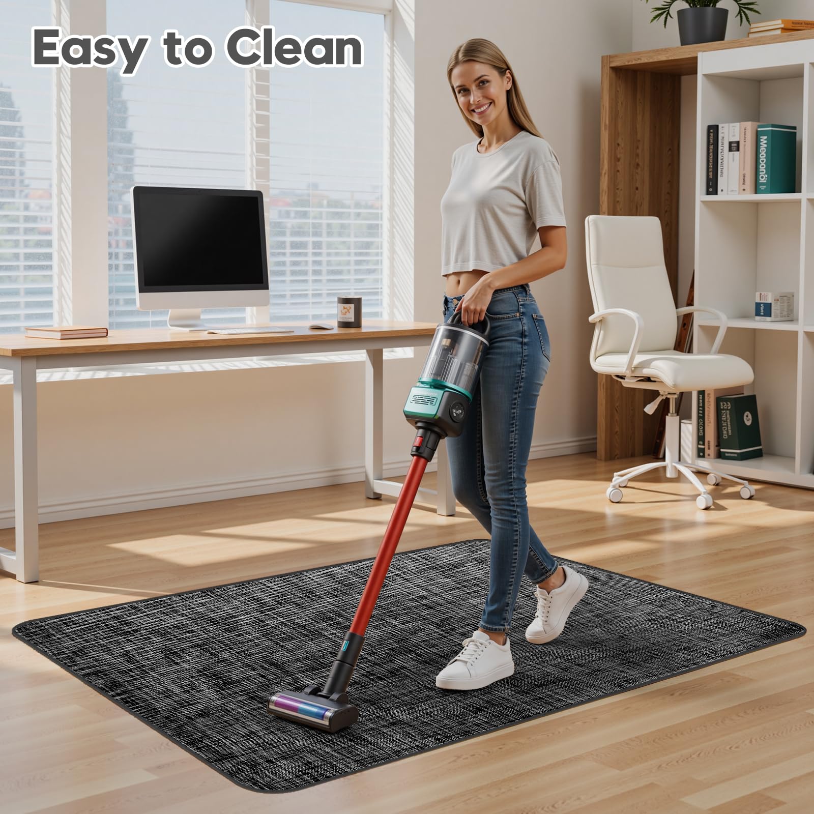 Office Chair Mat for Hardwood & Tile Floor,Computer Gaming Chair Mat for Rolling Chairs Non-Curve, Anti-Slip, Heavy Duty Floor Protector for Home Office,Black (36" x 48")