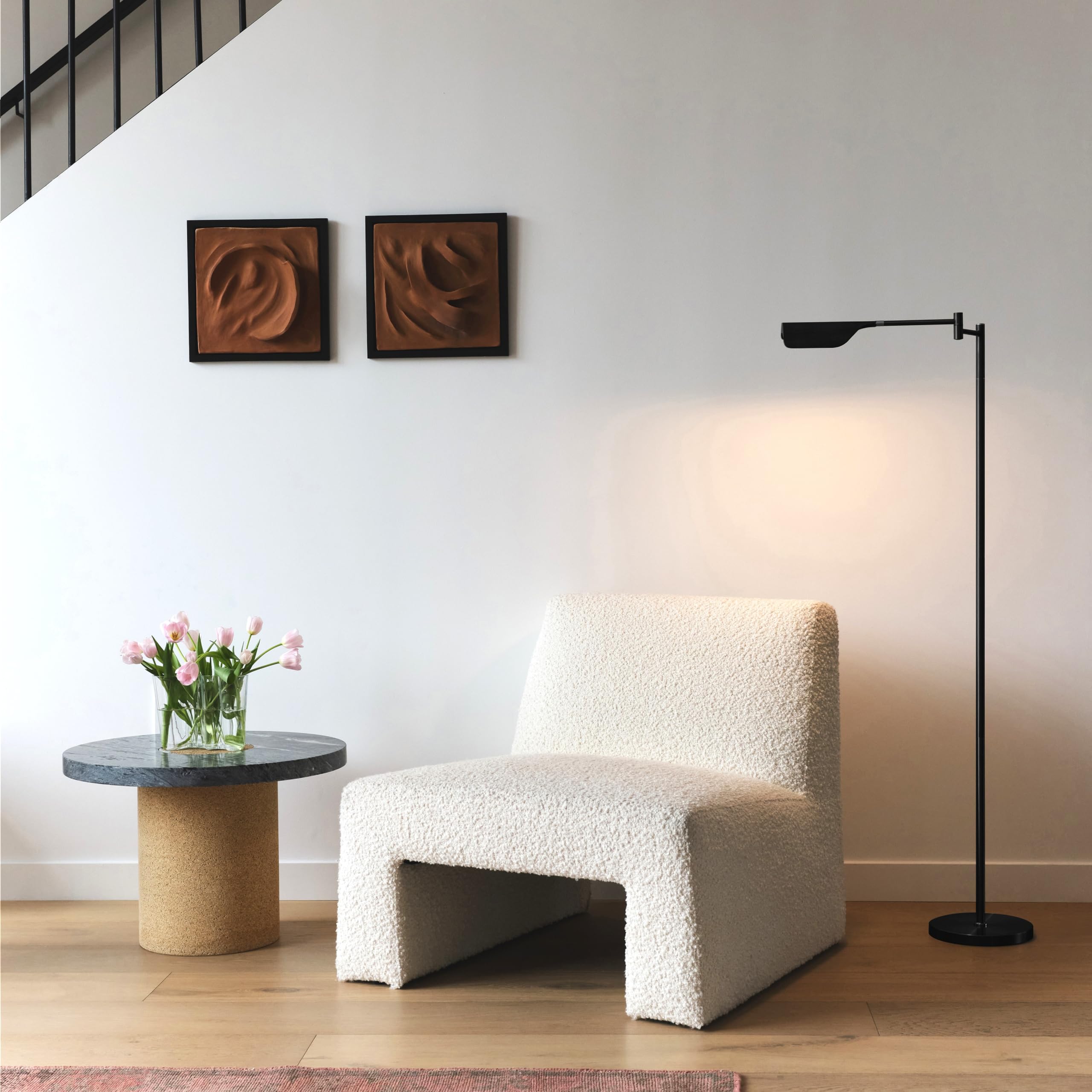 Leaf Pharmacy LED Reading Lamp, Dimmable Floor Lamp with Easy Rotation Over Chair or Desk for Living Rooms & Offices, Adjustable Standing Lamp, Tall Lamp for Sewing & Craftwork - Jet Black