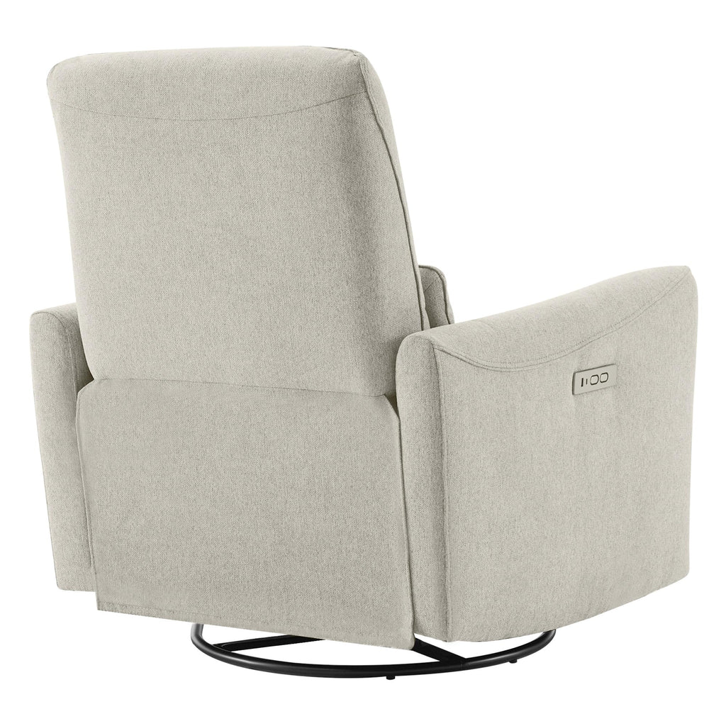 Power Recliner Chair Swivel Glider, FSC Certified Fabric Living Room Nursery Reclining Sofa Chair with Lumbar Support, Dove Grey