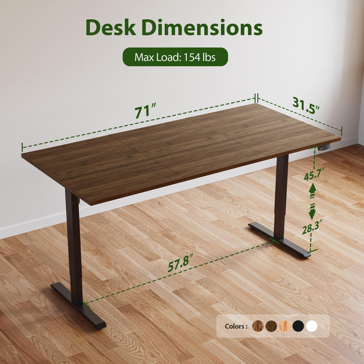 71*32 Inch Height Adjustable Electric Standing Desk, Dark Walnut