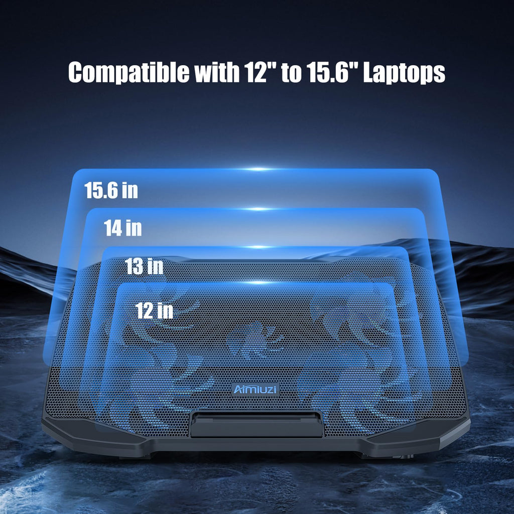Laptop Cooling Pad Laptop Cooler Stand, Laptop Fan Cooling Pad for 12-15.6 Inch Laptop Notebooks, 5 Quiet Fans, 5 Angle Adjustable Laptop Cooling Stand (Black)