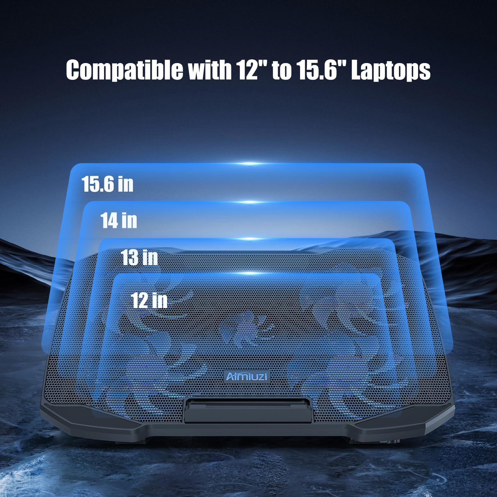 Laptop Cooling Pad Laptop Cooler Stand, Laptop Fan Cooling Pad for 12-15.6 Inch Laptop Notebooks, 5 Quiet Fans, 5 Angle Adjustable Laptop Cooling Stand (Black)
