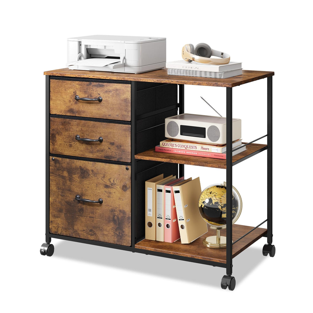 3 Drawer Mobile File Cabinet with Open Storage Shelf