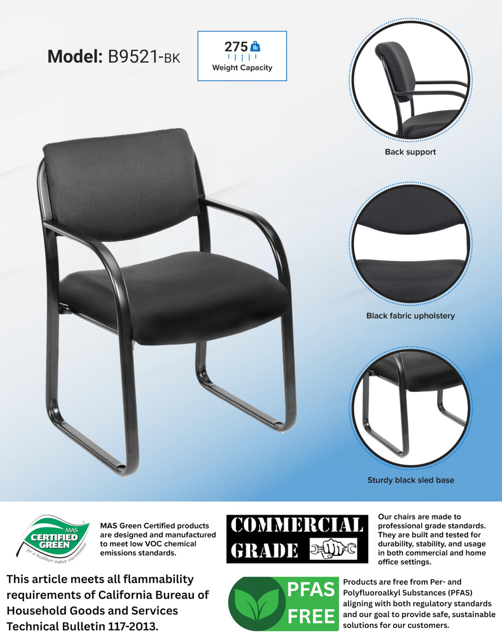 Fabric Guest Chair in Black