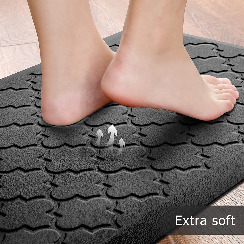 Mat [2 PCS] Cushioned Anti-Fatigue Floor Mat Water Resistant Non-Skid Kitchen Mats and Rugs Ergonomic Comfort Foam Kitchen Rugs Standing Mat for Floor Office Sink (Black,20"x30"+20"x47")