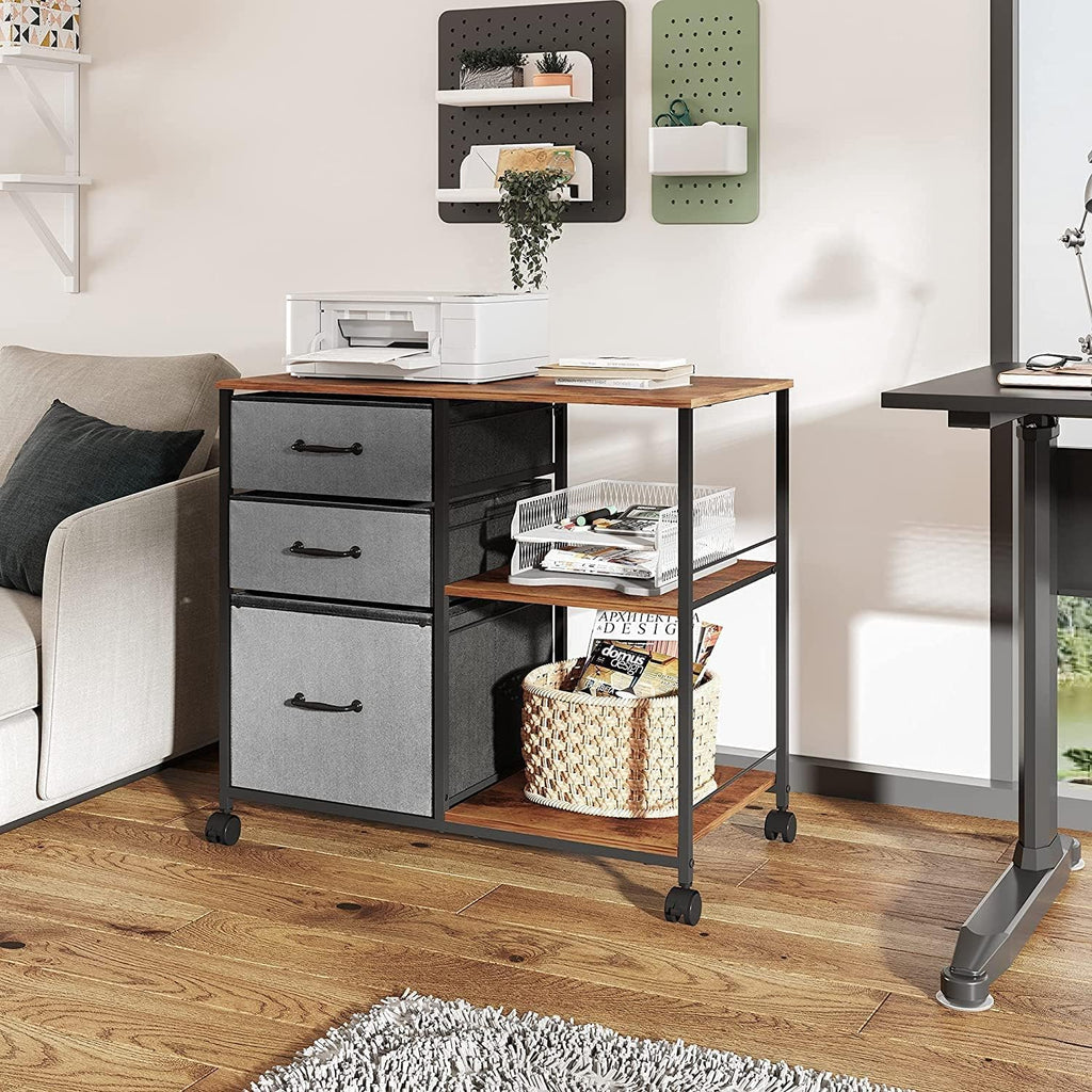 3 Drawer Mobile File Cabinet with Open Storage Shelf