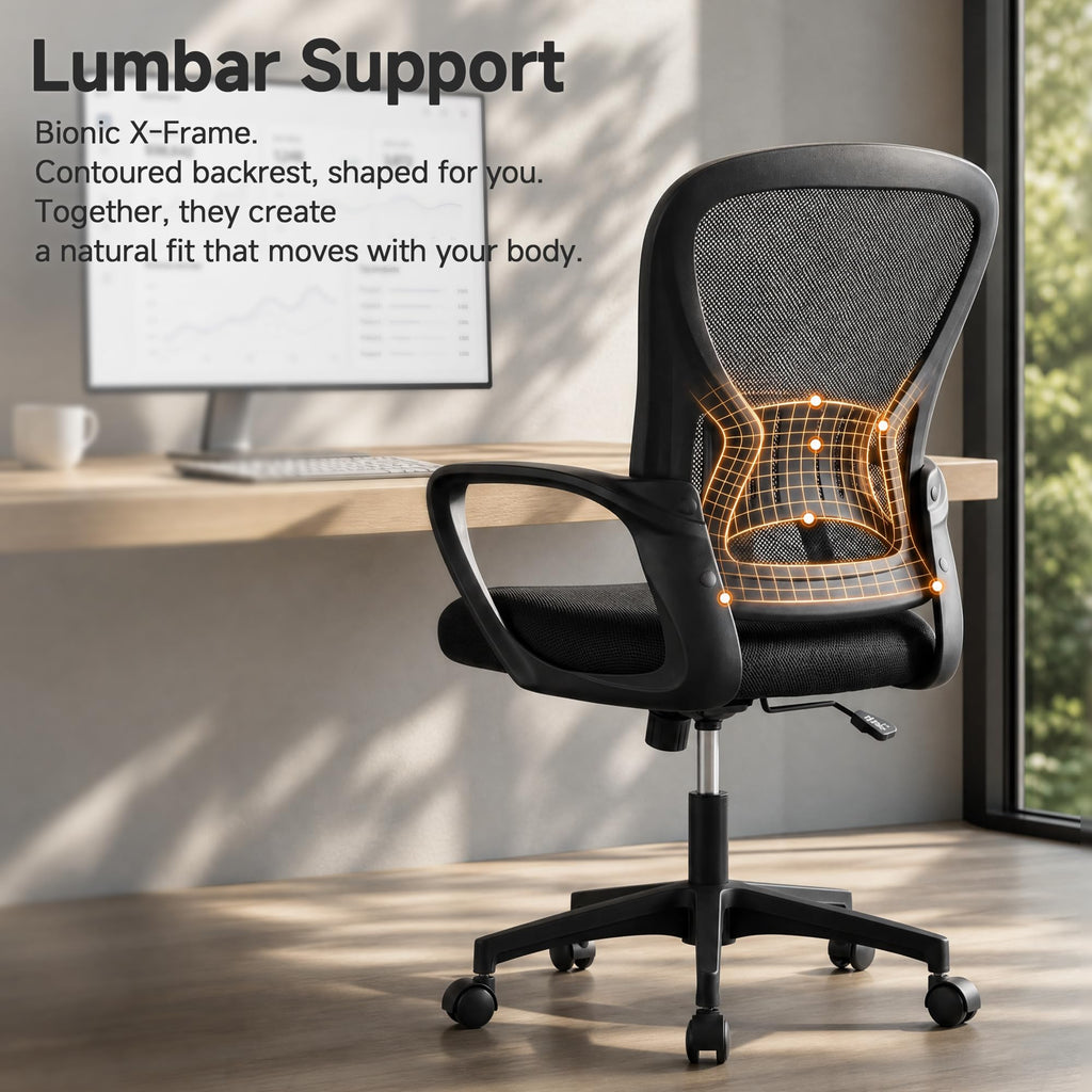 Ergonomic Office Chairs Set of 4, Mesh Conference Room Chairs, Swivel Computer Desk Chair with Wide Seat Cushion, Height Adjustable and Rocking Tilt for Home Office