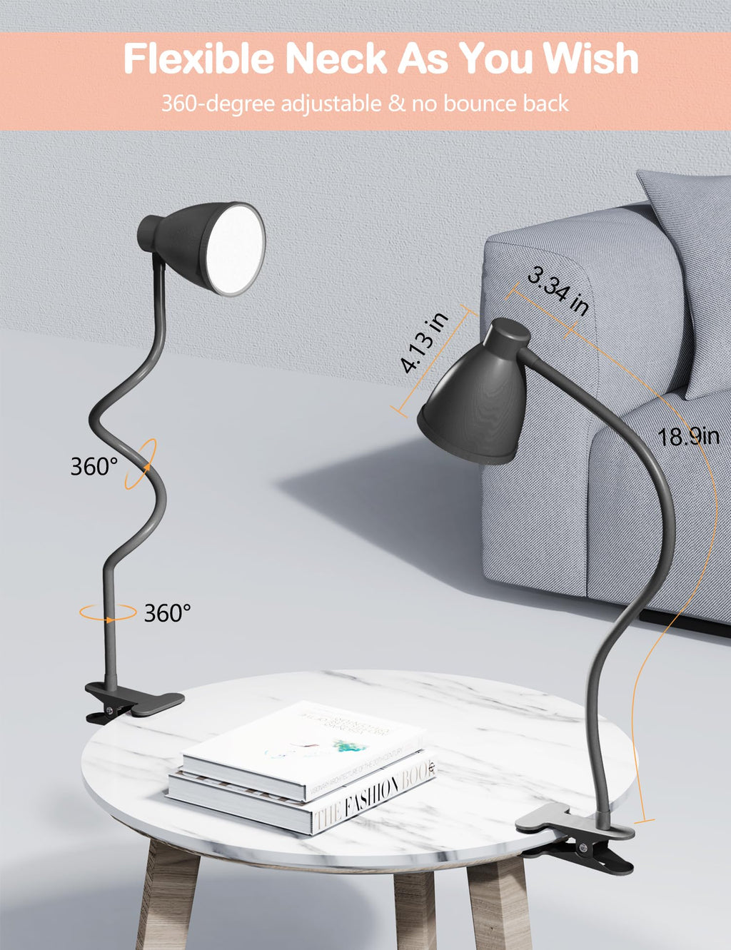Desk Lamp 5 Color Modes 10 Brightness Dimmer Reading Light Black