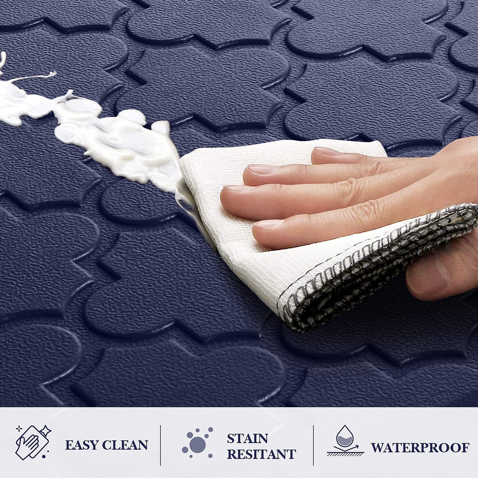 Mat [2 PCS] Cushioned Anti-Fatigue Floor Mat Water Resistant Non-Skid Kitchen Mats and Rugs Ergonomic Comfort Foam Kitchen Rugs Standing Mat for Floor Office Sink (Blue,20"x30"+20"x47")