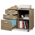 Wood File Cabinet, 3 Drawer Lateral Filing Cabinet, Gray Oak