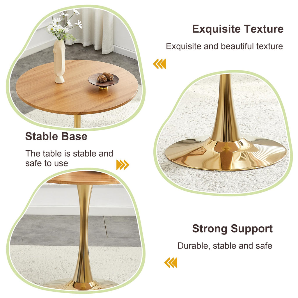Round Tulip Dining Table, 31.5" Circle Tulip Table with Thickened Tabletop & Metal Pedestal, Mid Century Modern Bistro Table for Kitchen, Small Places, Living Room