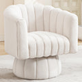 Swivel Accent Barrel Chair - Cute Comfy Small Round 360° Arm Chair Velvet Sofa Club Reading Chair for Office Living Room Bedroom White