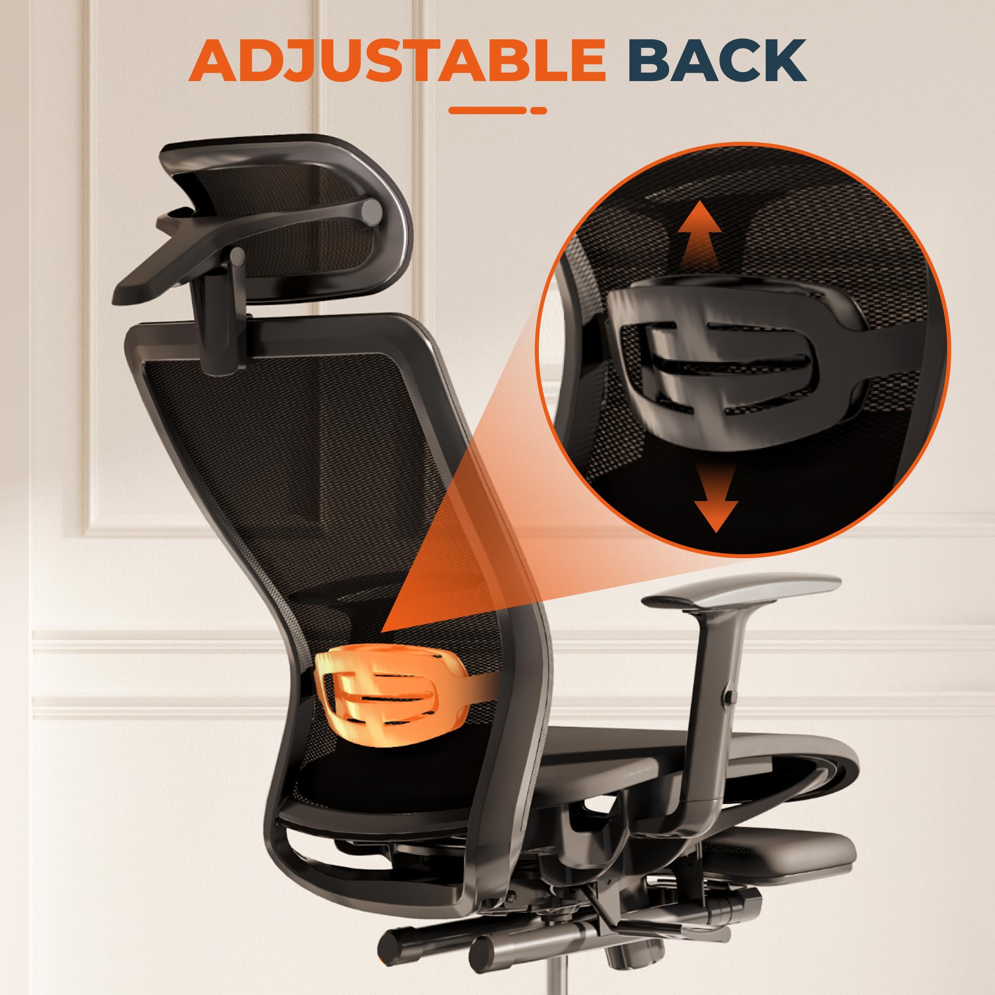FitStand ErgoChair Pro Big and Tall Office Chair for Heavy People, Swivel Computer Chair Desk Chairs, with Lumbar Support/23in Retractable Footrest/4D Headrest/500lbs Heavy Duty, Mesh Seat, Black