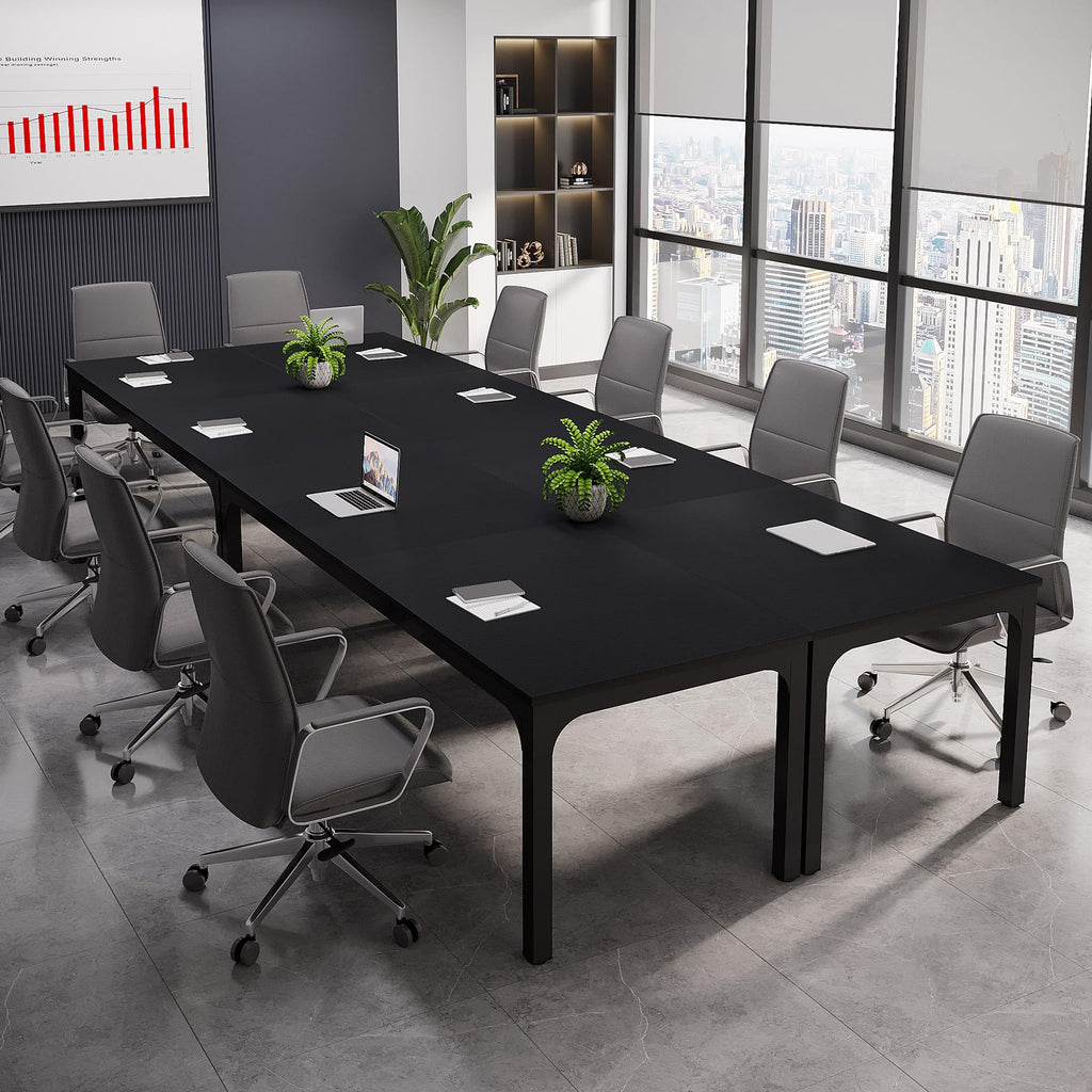 6.5 FT Conference Room Table, 78.74" W x 27.56" D Large Office Conference Table, Modern Seminar Meeting Table Desk for Boardroom, Meeting Room (2, Black)