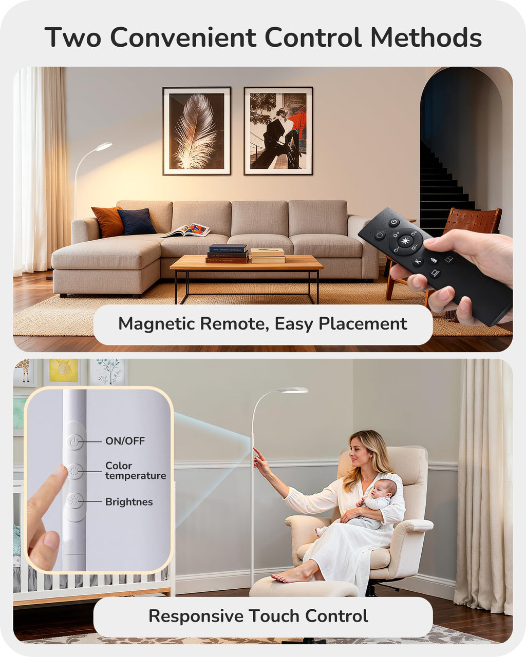 Gooseneck Floor Lamp 1300LM LED Floor Lamps for Living Room White