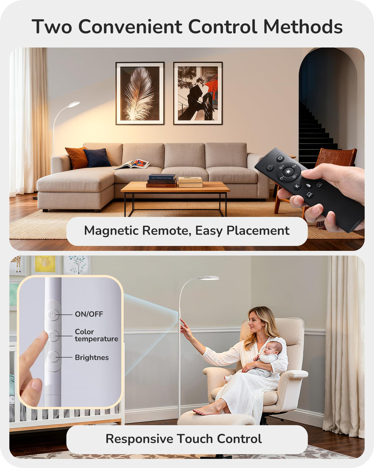 Gooseneck Floor Lamp 1300LM LED Floor Lamps for Living Room White