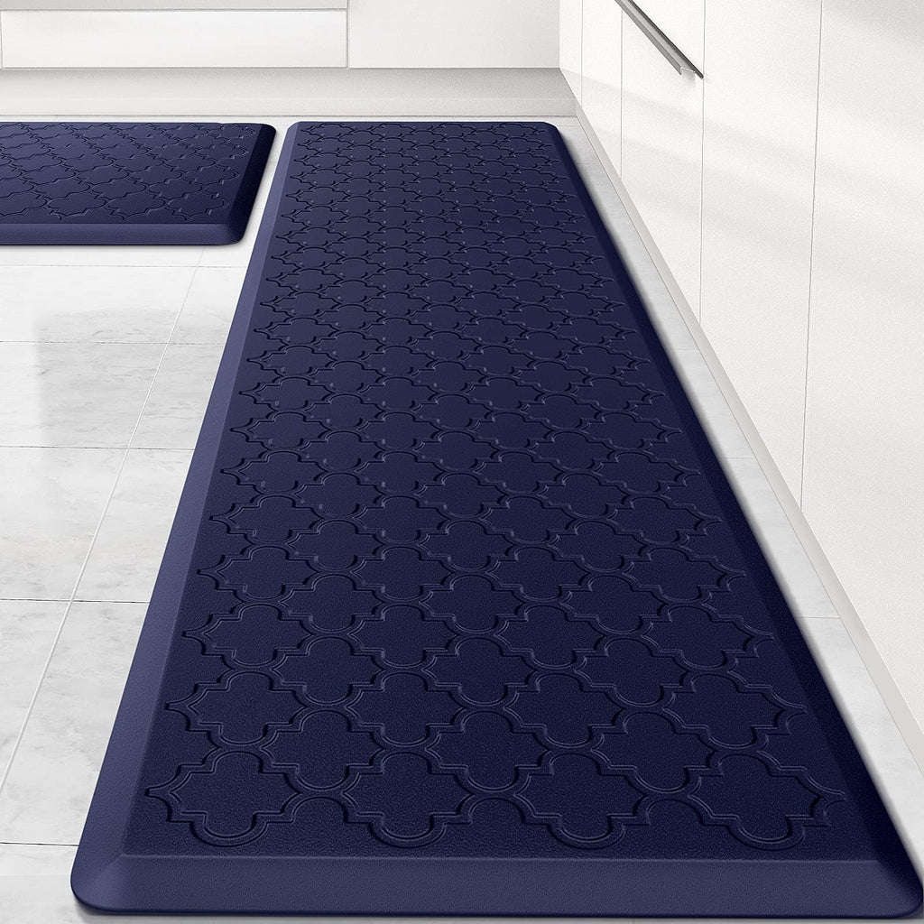 Mat [2 PCS] Cushioned Anti-Fatigue Floor Mat Water Resistant Non-Skid Kitchen Mats and Rugs Ergonomic Comfort Foam Kitchen Rugs Standing Mat for Floor Office Sink(Blue,17.3"x28"+17.3"x60")