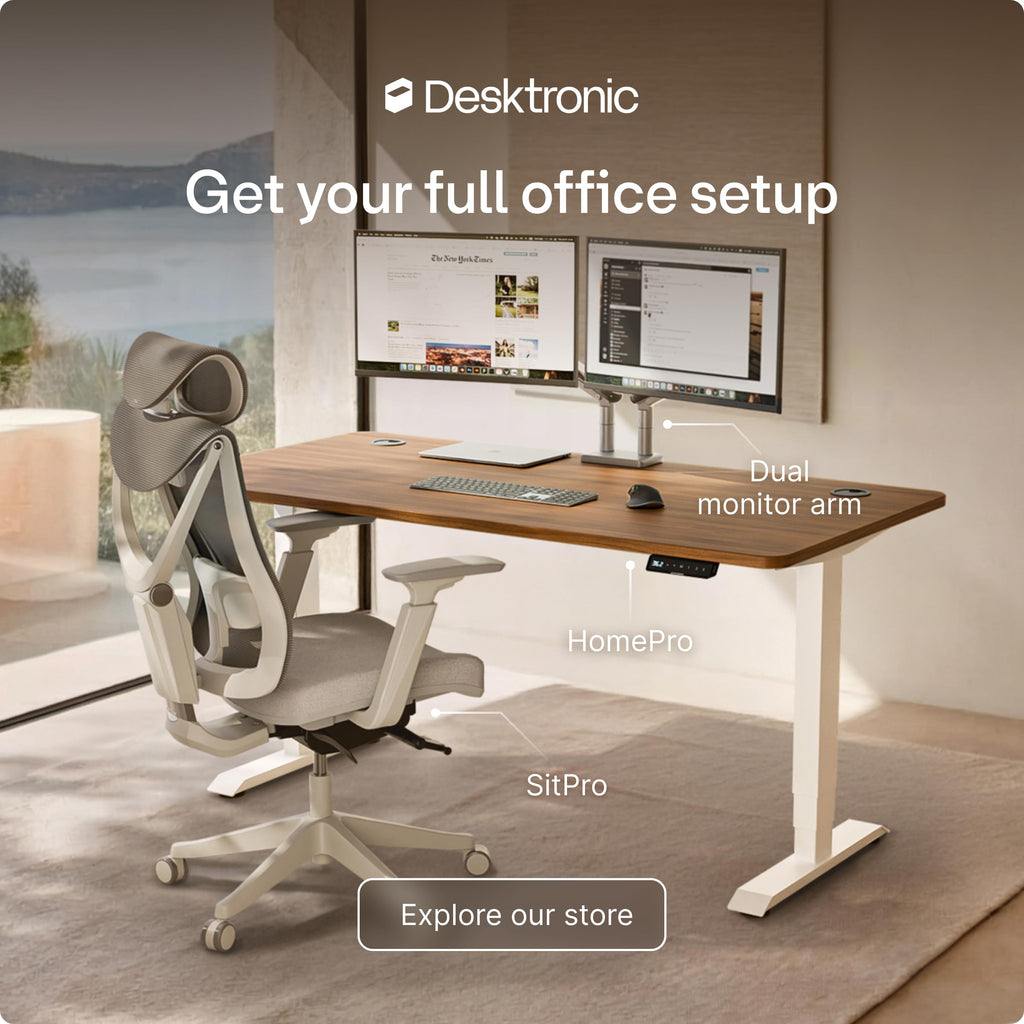 Standing Desk 54x28 — Made in Europe, Ergonomic Sit Stand Home Office Desk, Electric Height Adjustable, Dual Motor, USB & USB-C Charging, Wobble-Free, Touchscreen, 3 Memory Presets