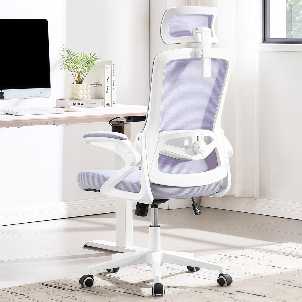 Ergonomic Office Chair, 400 LBS Desk Chair with Adjustable Lumbar Support, High Back Breathable Mesh Computer Chair Rolling Work Swivel Task Chairs, Comfy Home Office Desk Chair (Lavender)