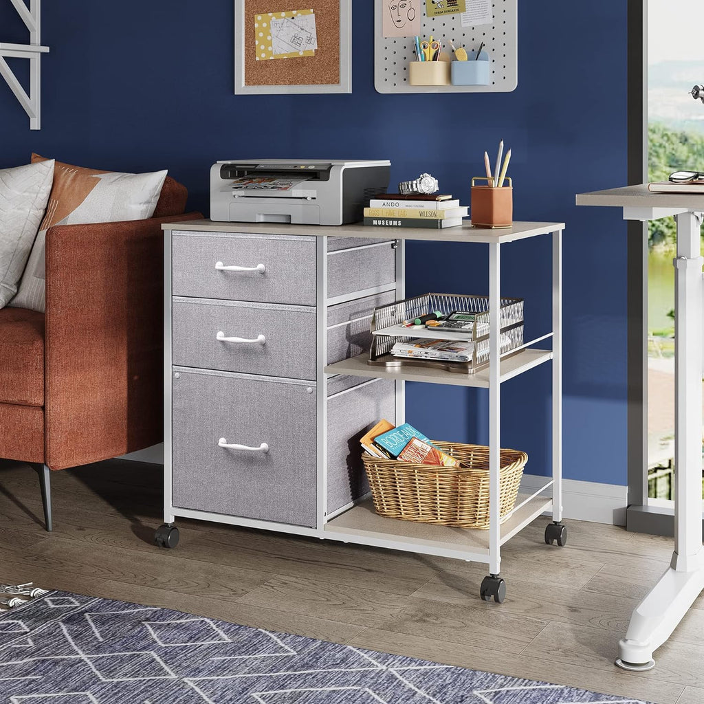 3 Drawer Mobile File Cabinet with Open Storage Shelf