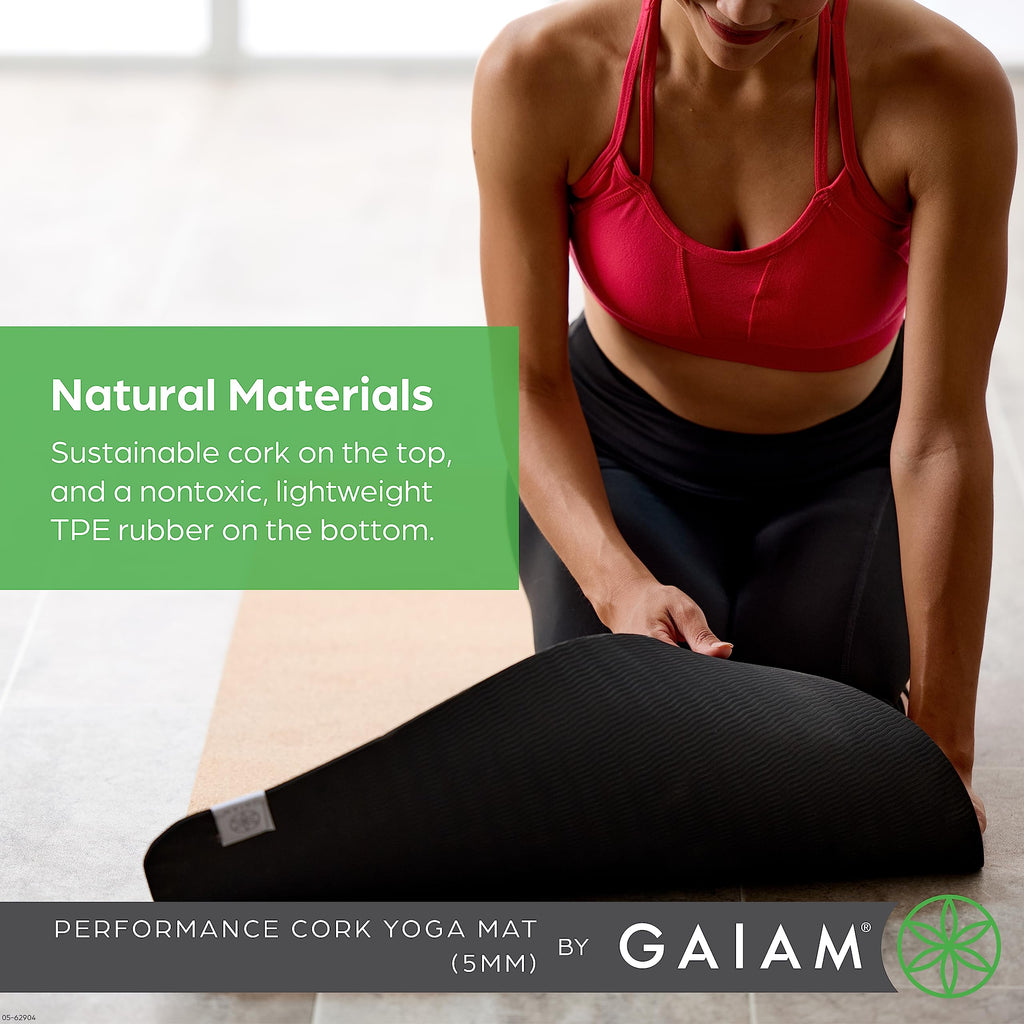 Cork Yoga Mat, Natural Non-Slip Exercise & Fitness Mat for Hot Yoga