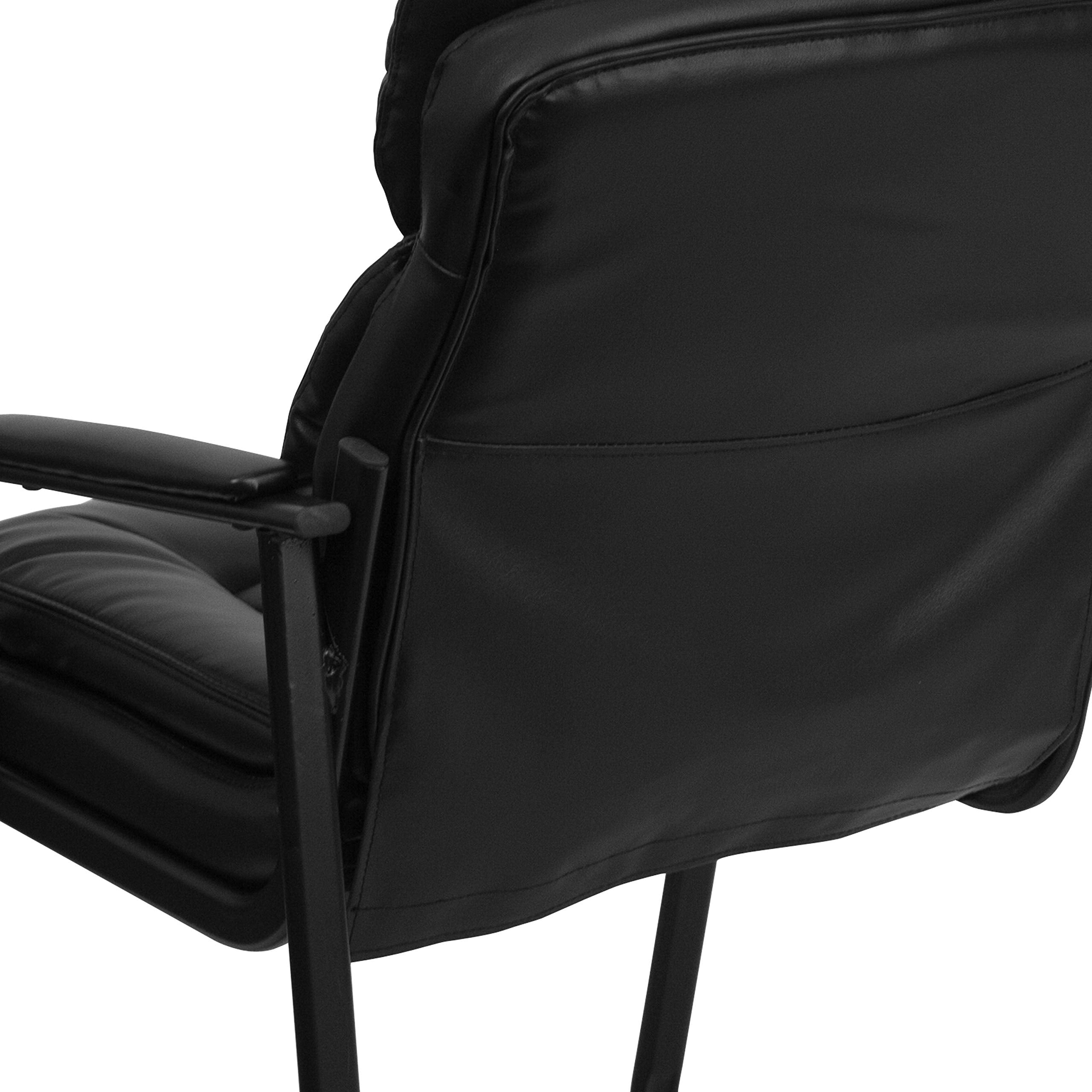 Leather Soft Executive Side Reception Chair with Padded Arms and Sled Base, Upholstered Side Chair for Living Room/Office, Black