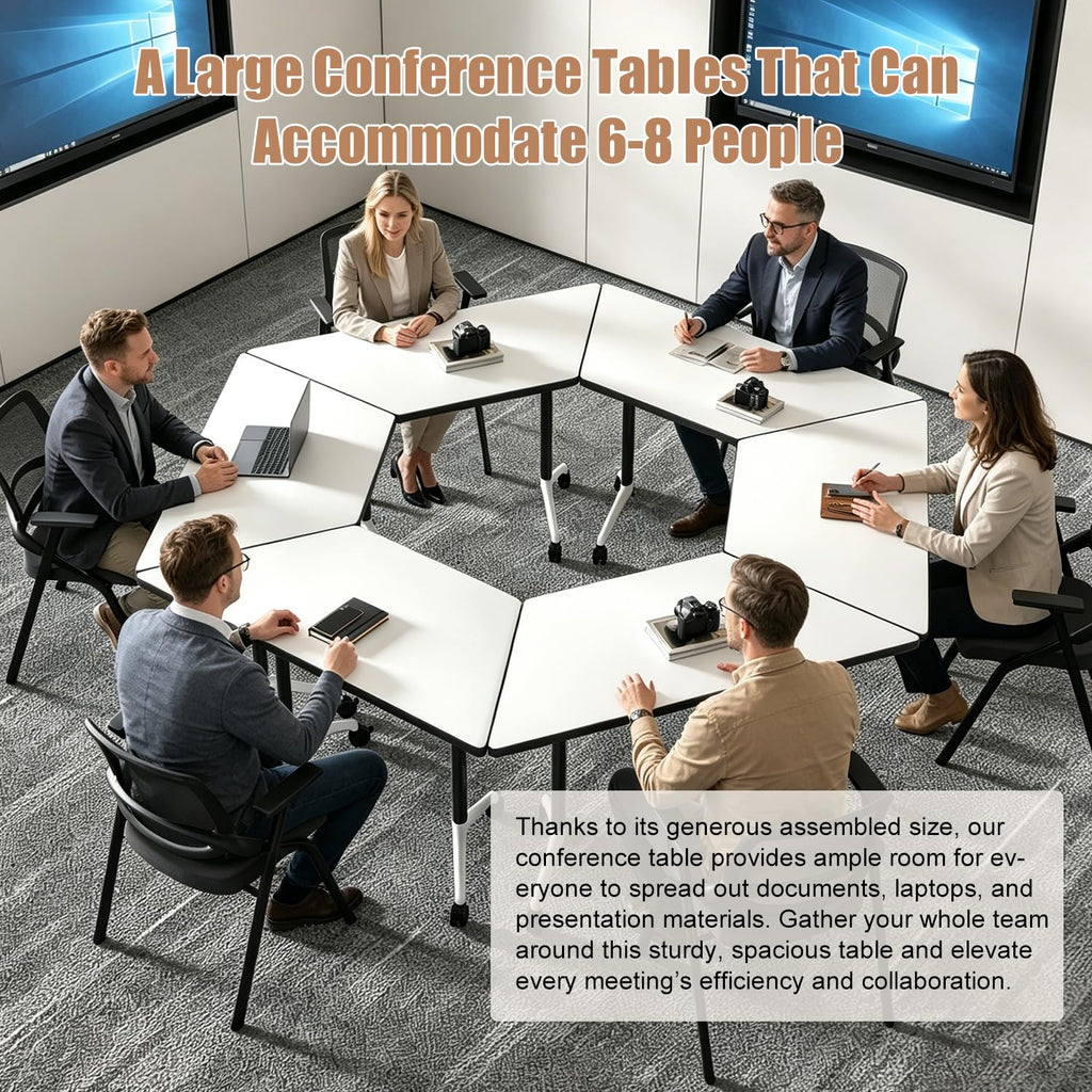 Folding Conference Table, 2 Pack Modern Flip Top Mobile Training Tables