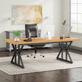 70.8-Inch Executive Desk, Large Computer Office Desk Workstation, Modern Simple Style Laptop Desk Study Writing Table Business Furniture for Home Office (Light Walnut/Black, 70.8 Inch)