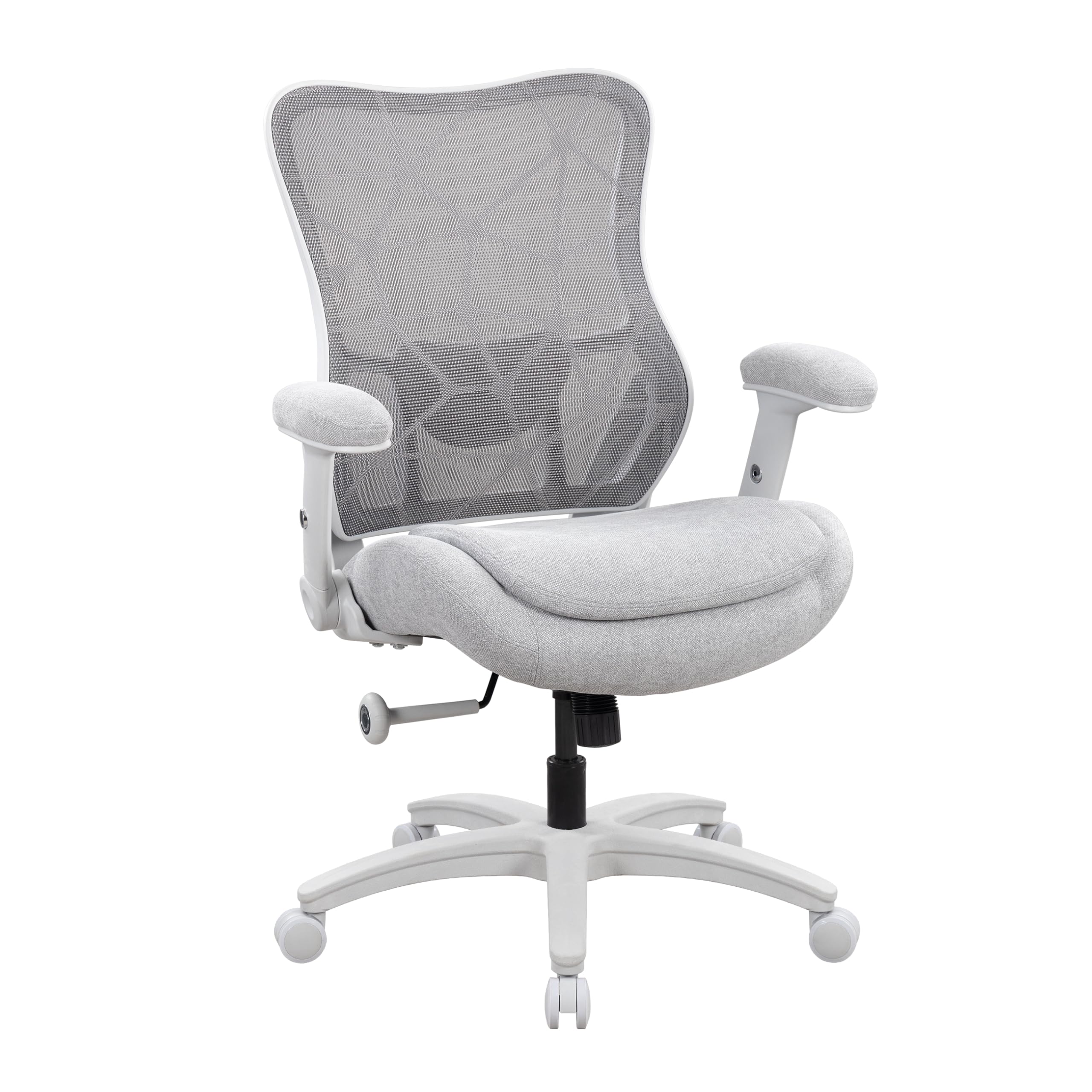 Big and Tall Office Chair 500lbs Heavy Duty Ergonomic Mesh Desk Chair with 23.6" Extra Wide Seat, 29.5" High Back, Adjustable Lumbar Support Flip-Up Arms for Large Body Types(Light Gray)
