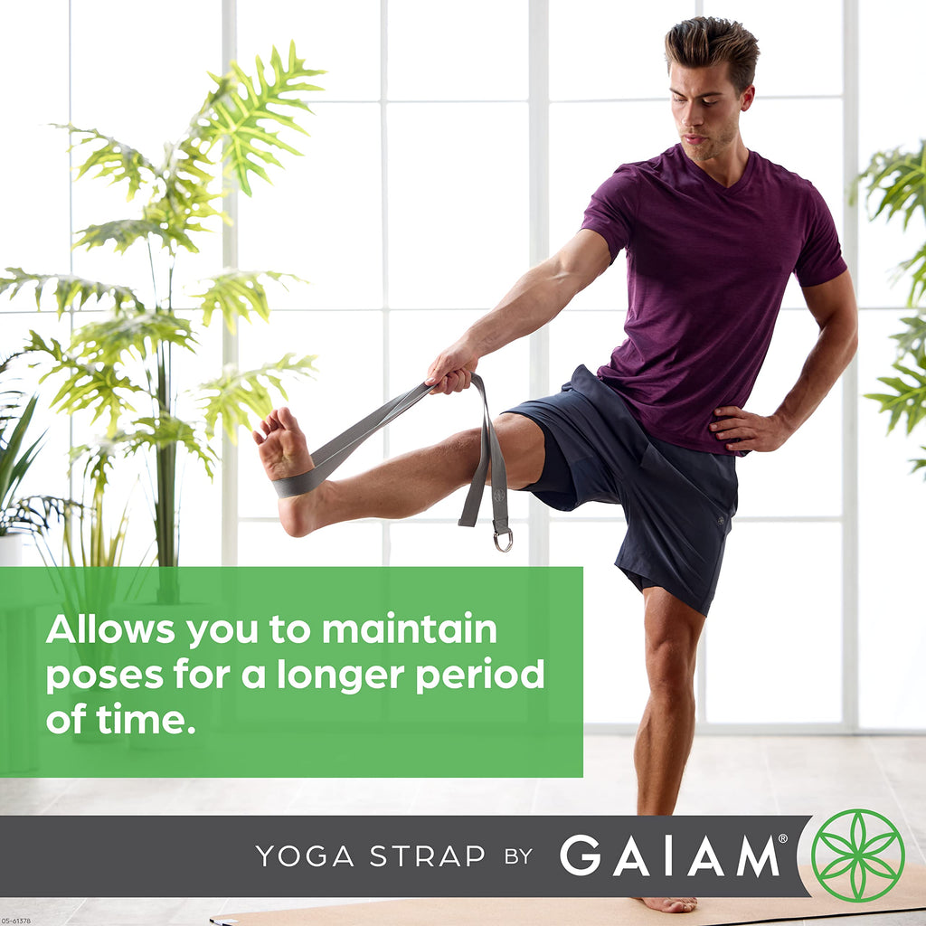 Yoga Strap (6ft) Stretch Band with Adjustable Metal D-Ring Buckle Loop | Exercise & Fitness Stretching for Yoga, Pilates, Physical Therapy, Dance, Gym Workouts (Purple)