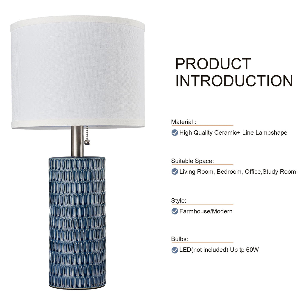20” Modern Ceramic Table Lamps for Bedroom, Set of 2, Grey
