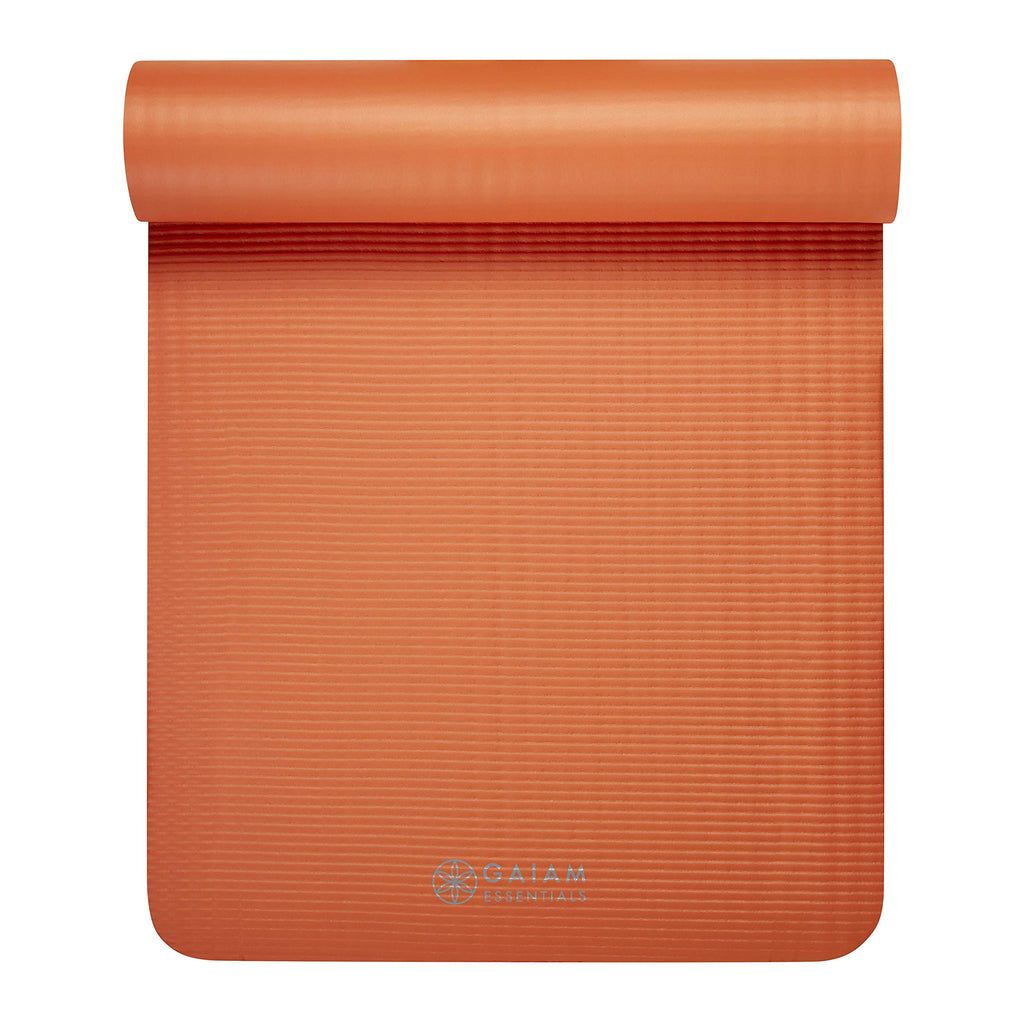 Essentials Thick Yoga Mat Fitness & Exercise Mat with Easy-Cinch Carrier Strap, Orange, 72""L X 24""W X 2/5 Inch Thick-10mm