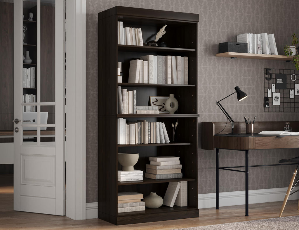 Solid Wood Bookcase - 6-Tier Floor Standing Bookshelf - 71.5" H x 32" W - Espresso, Tall Bookcase - 100% Eco-Friendly Wooden Storage Shelf for Living Room - Modular Cabinets
