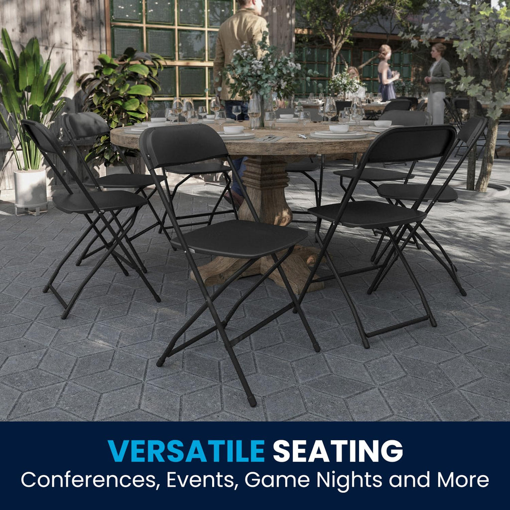 20 Pack , Hercules Series Plastic Folding Chair - Black - 650LB Weight Capacity Comfortable Event Chair-Lightweight Folding Chair