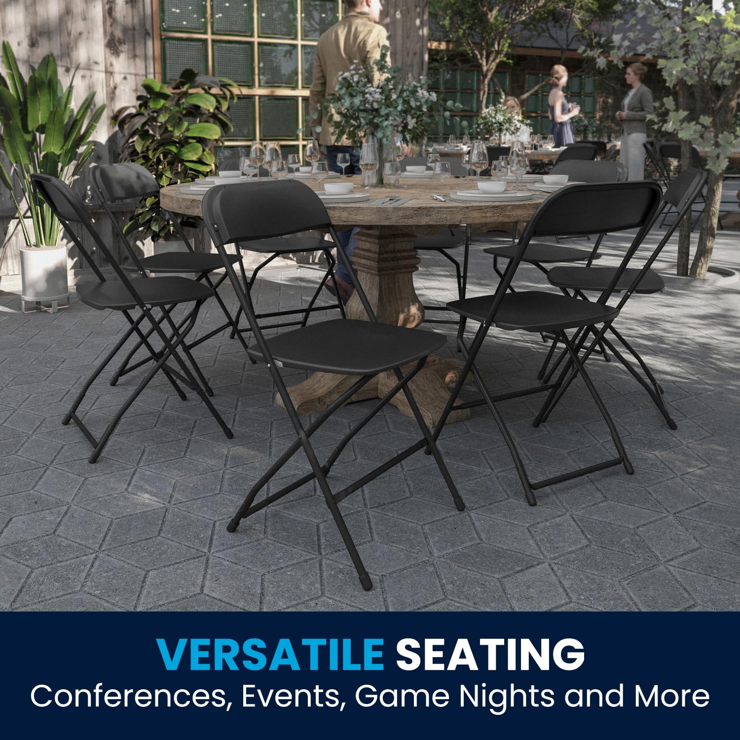20 Pack , Hercules Series Plastic Folding Chair - Black - 650LB Weight Capacity Comfortable Event Chair-Lightweight Folding Chair