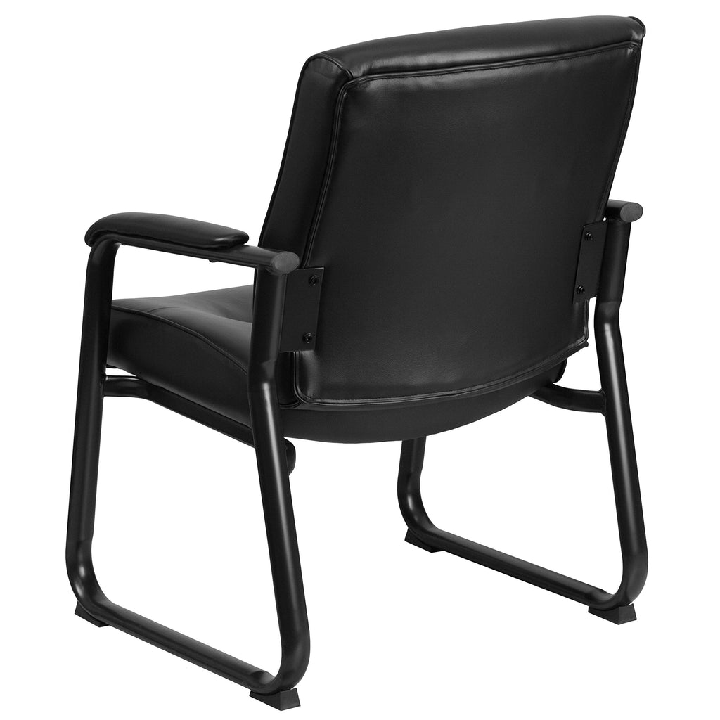 Hercules Series Big & Tall Leather Soft Executive Side Reception Chair, Padded Lobby Chair with 500-lb. Static Weight Capacity, Black