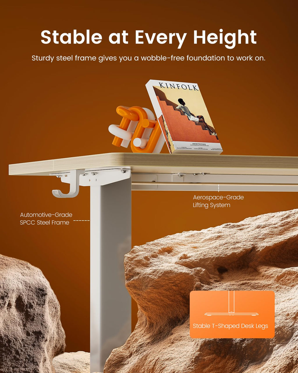 Height Adjustable Electric Standing Desk, 48x24 Inches Sit Stand up Memory Computer Home Office Desk (Natural),(EGESD5N)