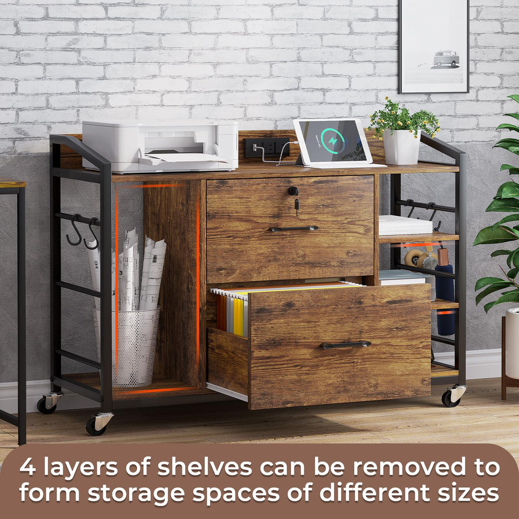 44" File Cabinet with Lock, Filing Cabinet fits Legal/Letter Size