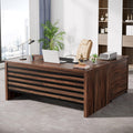 62.2" Executive Desk with Mobile File Cabinet, L-Shaped Office Desk with Storage Shelves, Large Computer Table Business Workstation Set for Home Office, Dark Brown