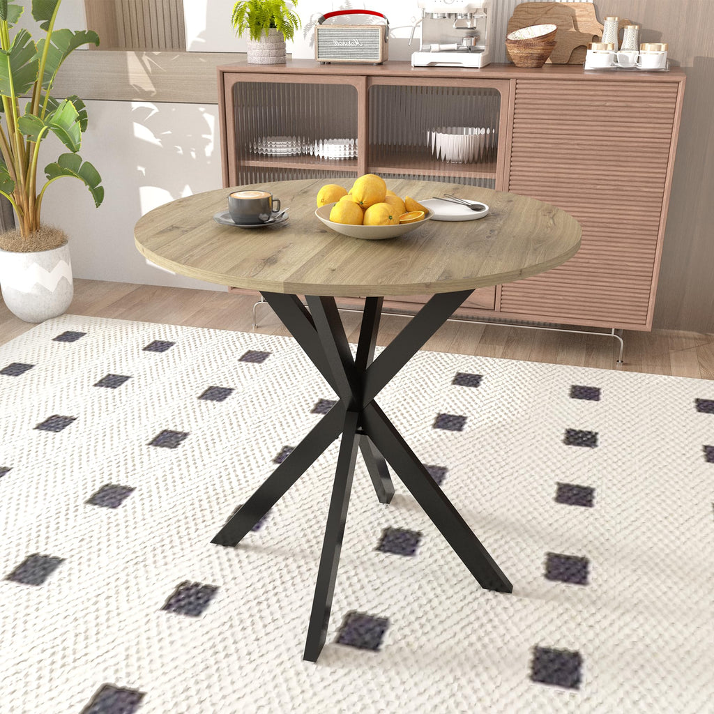 31.5 Inch Round Tulip Dining Table, Small Circle Kitchen Table with Metal Black Legs for 2-4 People,Modern Dining Room Table
