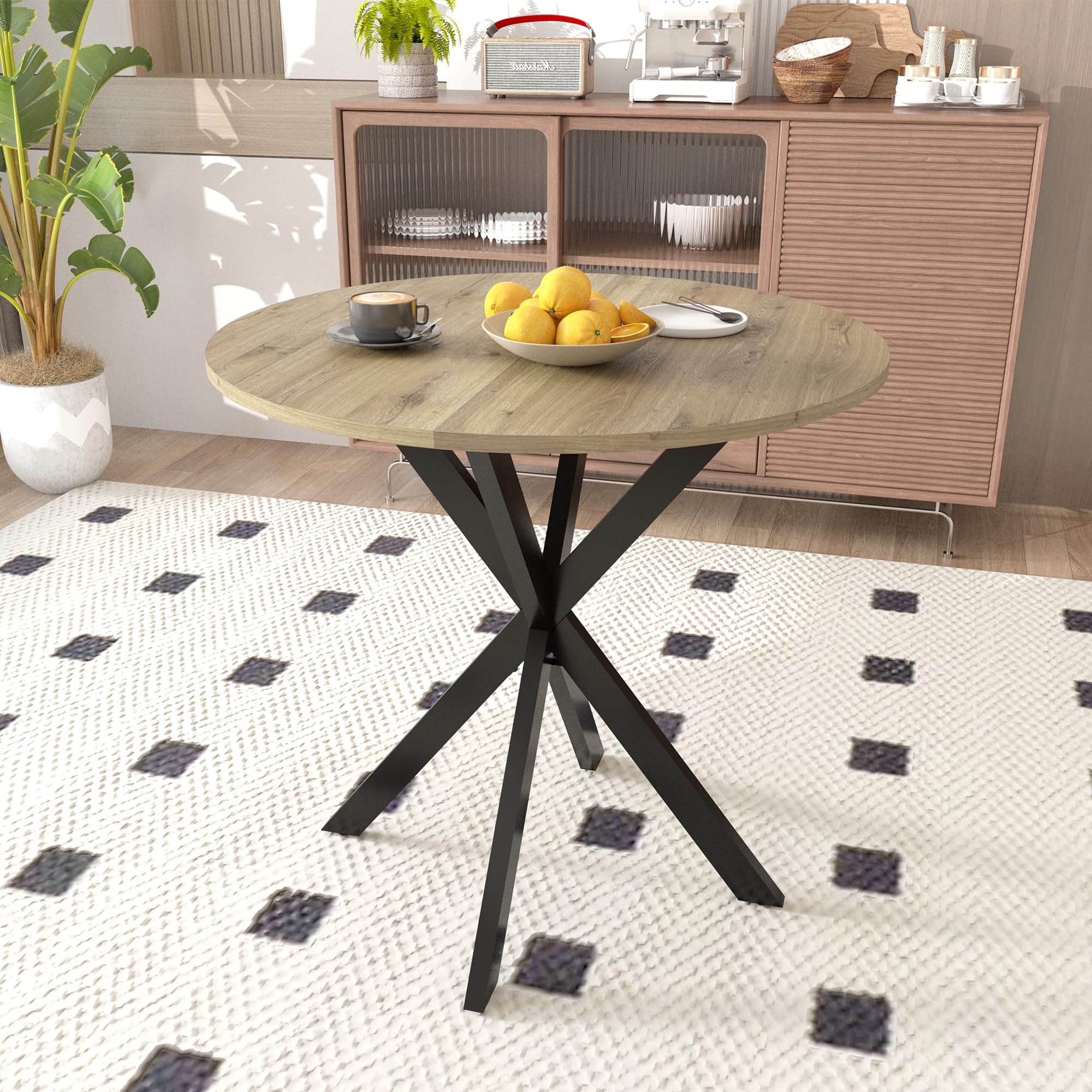 31.5 Inch Round Tulip Dining Table, Small Circle Kitchen Table with Metal Black Legs for 2-4 People,Modern Dining Room Table